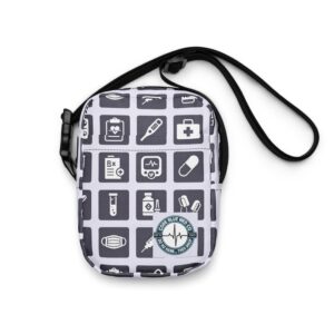 Minimal Medical Icon Grid Pattern Utility crossbody bag