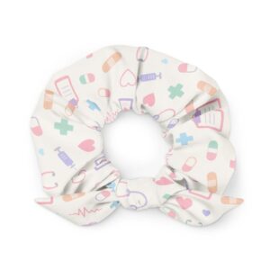Nurse Pattern for RN CNA Baby Shower Medical Hearts Recycled Scrunchie