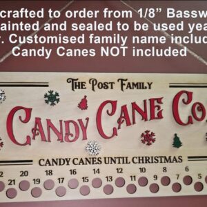 Christmas Candy Cane Advent Calendar Handmade Customized Family Name