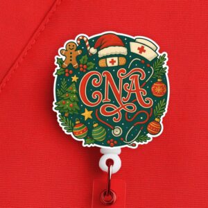 CNA Christmas Wreath Nurse Badge Reel