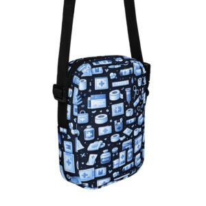 Blue Medical Tools Nurse Pattern Utility crossbody bag