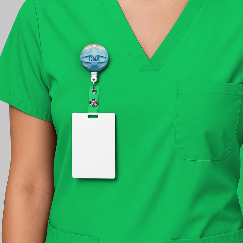 CNA Badge Reel • Certified Nursing Assistant Gift • Surgical Mask ID Holder • Retractable Badge Clip - Image 7