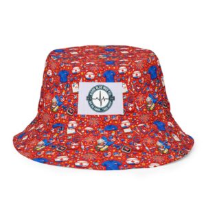 Patriotic Nurse Pattern for RN CNA 4th of July Medical Print Reversible bucket hat