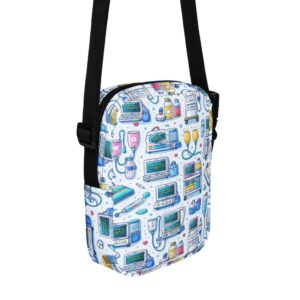 ICU Critical Care Medical Monitor Nurse Pattern Utility crossbody bag