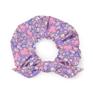 Cute Nurse Pattern for RN CNA Medical Hearts Coffee Coquette Healthcare Worker Recycled Scrunchie