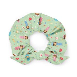 Pediatric Nurse Pattern for RN CNA Cute Medical Print Recycled Scrunchie