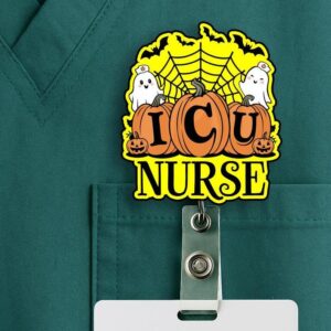 Halloween Nurse Badge Reel, Icu Pumpkin Design
