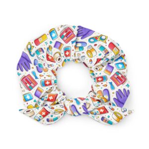 Wound Care Nurse Pattern for RN CNA Medical Supply Print Recycled Scrunchie