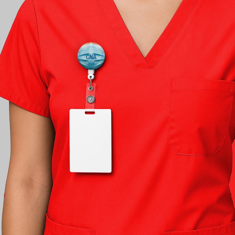 CNA Badge Reel • Certified Nursing Assistant Gift • Surgical Mask ID Holder • Retractable Badge Clip - Image 2