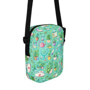 Nurse Plants Self Care Healthcare Botanical Pattern Utility crossbody bag