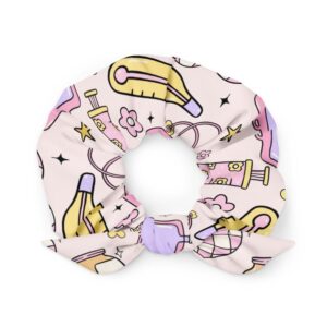 Cute Pastel Nurse Medical Doodle Pattern Recycled Scrunchie