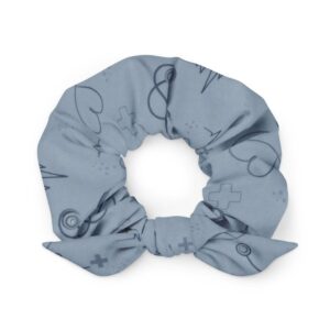 Nurse Pattern for RN CNA Stethoscope Hearts Medical Print Recycled Scrunchie