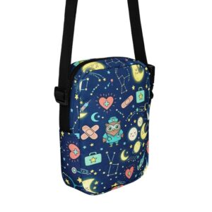 Night Owl Nurse Celestial Medical Pattern Utility crossbody bag
