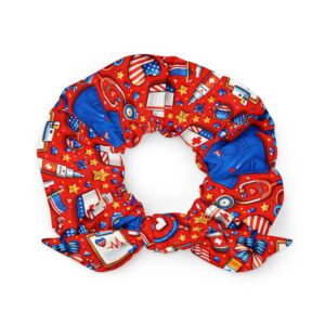 Patriotic Nurse Pattern for RN CNA 4th of July Medical Print Recycled Scrunchie