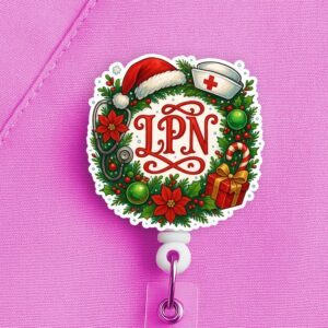 Lpn Christmas Wreath Nurse Badge Reel