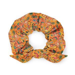 Tropical Nurse Summer Medical Pattern Beach Vacation Gift Recycled Scrunchie