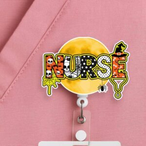 Halloween Nurse Badge Reel, Cute Acrylic Retractable Id Holder