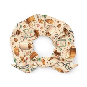 Cozy Nurse Coffee Medical Pattern Cute Latte Lover Gift Recycled Scrunchie