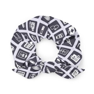 Diagonal Medical Icon Grid Pattern Recycled Scrunchie