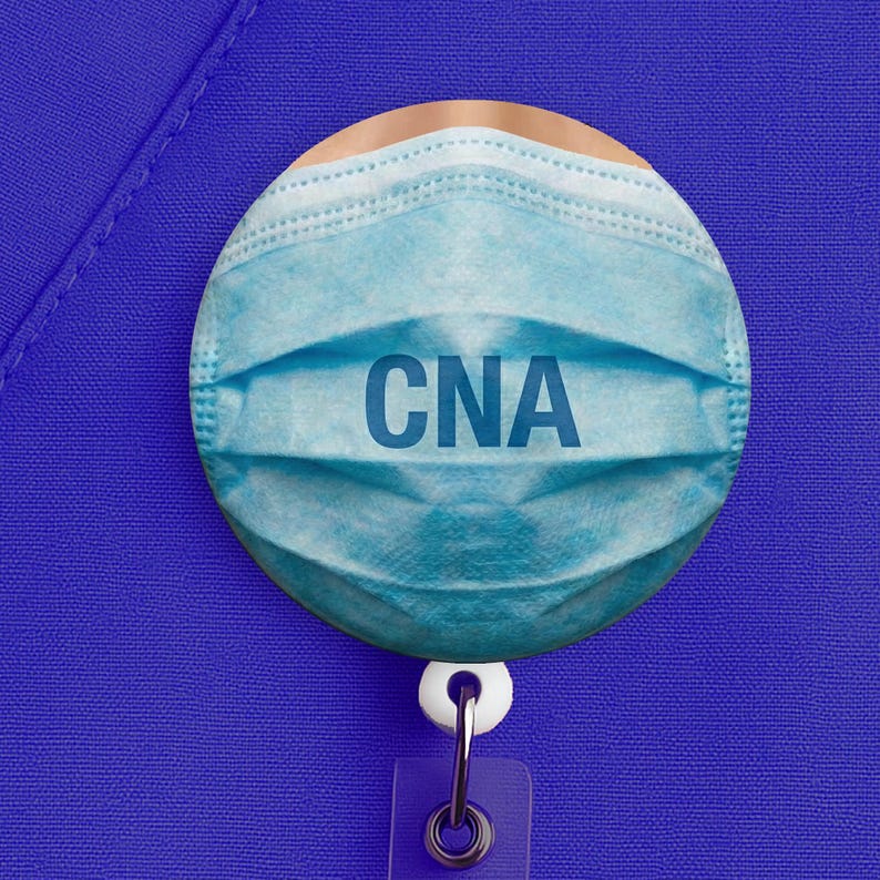 CNA Badge Reel • Certified Nursing Assistant Gift • Surgical Mask ID Holder • Retractable Badge Clip - Image 4