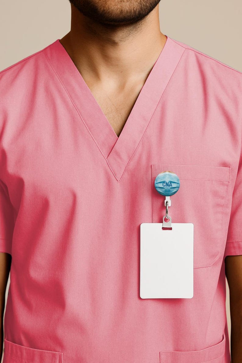 CNA Badge Reel • Certified Nursing Assistant Gift • Surgical Mask ID Holder • Retractable Badge Clip - Image 3