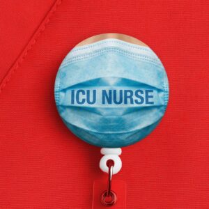 Icu Nurse Badge Reel • Critical Care Rn Gift • Surgical Mask Id Holder • Intensive Care Unit • Retractable Badge Reel