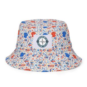 Patriotic Nurse Medical Icons Fireworks USA Healthcare Pattern Reversible bucket hat