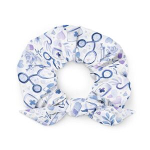 Floral Nurse Pattern for RN CNA Stethoscope Medical Print Recycled Scrunchie