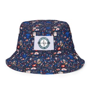 Night Shift Patriotic Nurse Stars Fireworks Medical Pattern Reversible bucket hat
