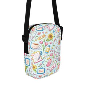 Spring Nurse Floral Medical Icons Pattern Utility crossbody bag
