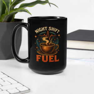 Night Shift Fuel Black Glossy Mug