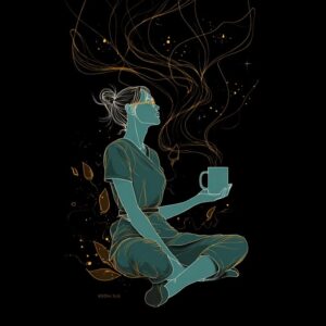 Artistic Nurse Coffee Lover T-Shirt, Moody Medical Worker Line Art Design