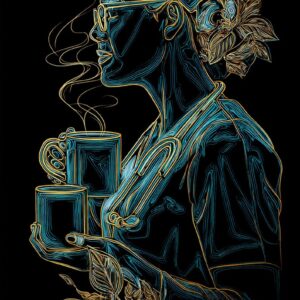 Artistic Nurse Coffee Lover T-Shirt, Floral Line Art Medical Design