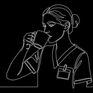 Minimalist Nurse Coffee Lover T-Shirt, One Line Art Medical Design