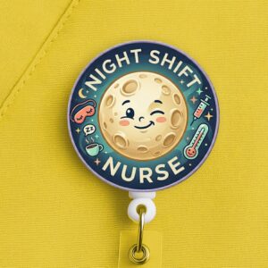 Night Shift Nurse Badge Reel, Cute Moon Nurse, Nurse Gift