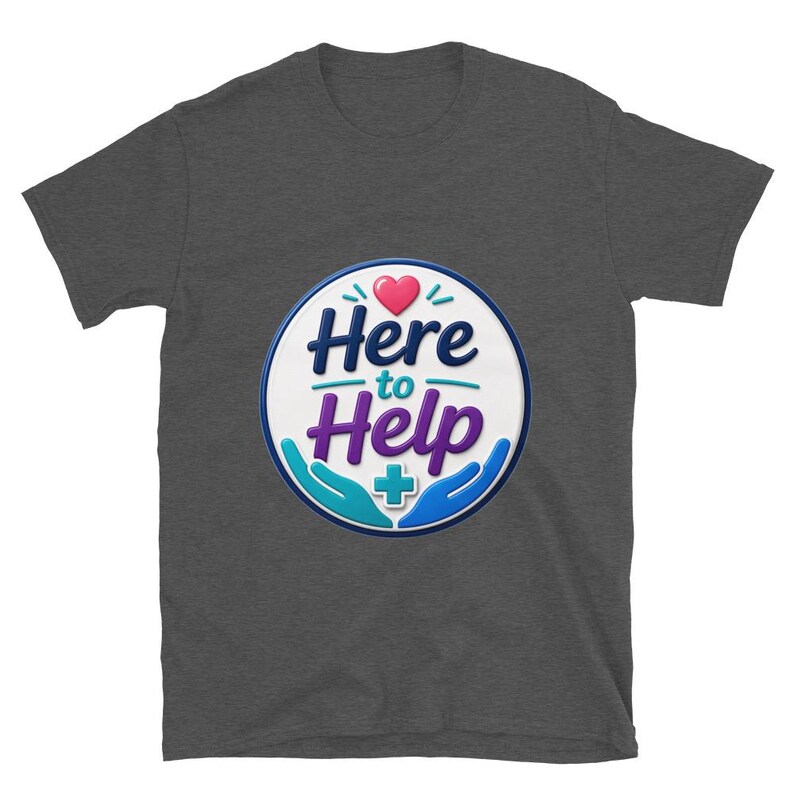 Here to Help Badge Reel, Nurse Badge Reel, Healthcare Worker Gift, CNA RN Medical Staff Short-Sleeve Unisex T-Shirt - Image 14