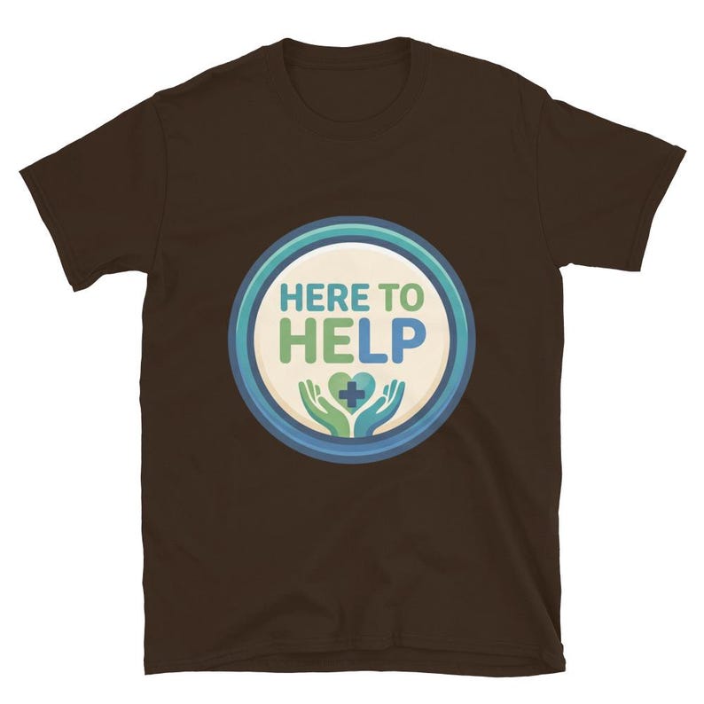 Here to Help Nurse Gift Healthcare Worker CNA RN LPN Medical Staff Caring Design Short-Sleeve Unisex T-Shirt - Image 4