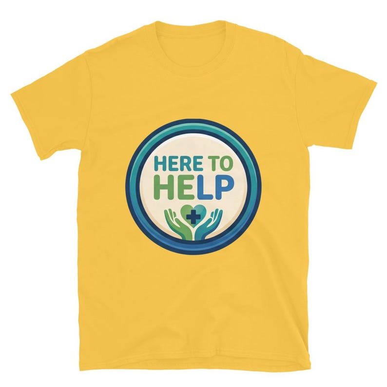 Here to Help Nurse Gift Healthcare Worker CNA RN LPN Medical Staff Caring Design Short-Sleeve Unisex T-Shirt - Image 11