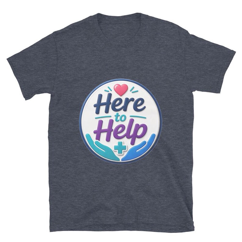 Here to Help Badge Reel, Nurse Badge Reel, Healthcare Worker Gift, CNA RN Medical Staff Short-Sleeve Unisex T-Shirt - Image 8