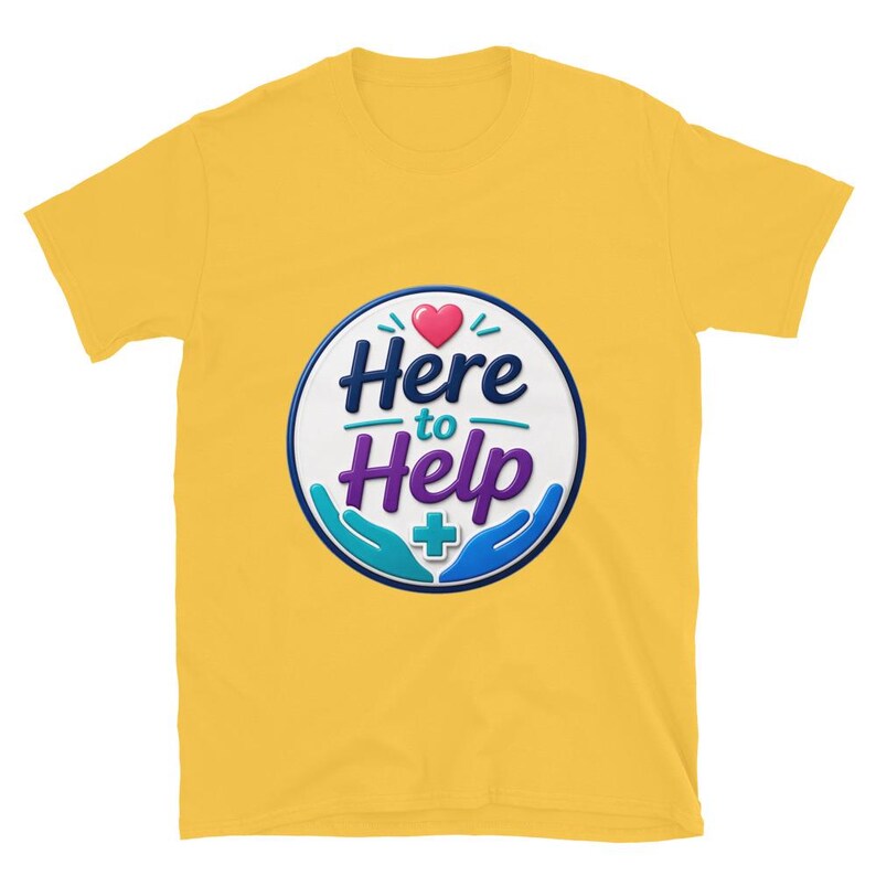 Here to Help Badge Reel, Nurse Badge Reel, Healthcare Worker Gift, CNA RN Medical Staff Short-Sleeve Unisex T-Shirt - Image 11
