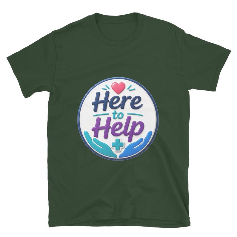 Here to Help Badge Reel, Nurse Badge Reel, Healthcare Worker Gift, CNA RN Medical Staff Short-Sleeve Unisex T-Shirt - Image 6