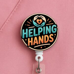 Helping Hands Badge Reel, Nurse Badge Reel, Healthcare Worker Gift