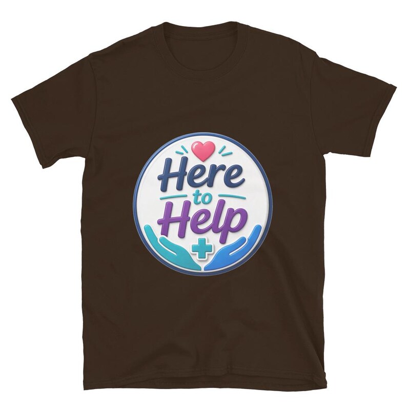 Here to Help Badge Reel, Nurse Badge Reel, Healthcare Worker Gift, CNA RN Medical Staff Short-Sleeve Unisex T-Shirt - Image 4