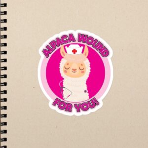Wound Care Nurse Gift, Alpaca Wound for You, Funny Wound Nurse Humor, WOC RN Healthcare Gift Bubble-free stickers