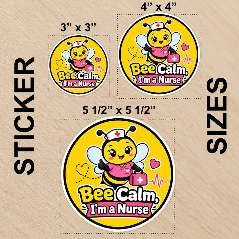 Bee Calm I’m a Nurse Sticker, Funny Nurse Bee Decal for Water Bottle Laptop - Image 2