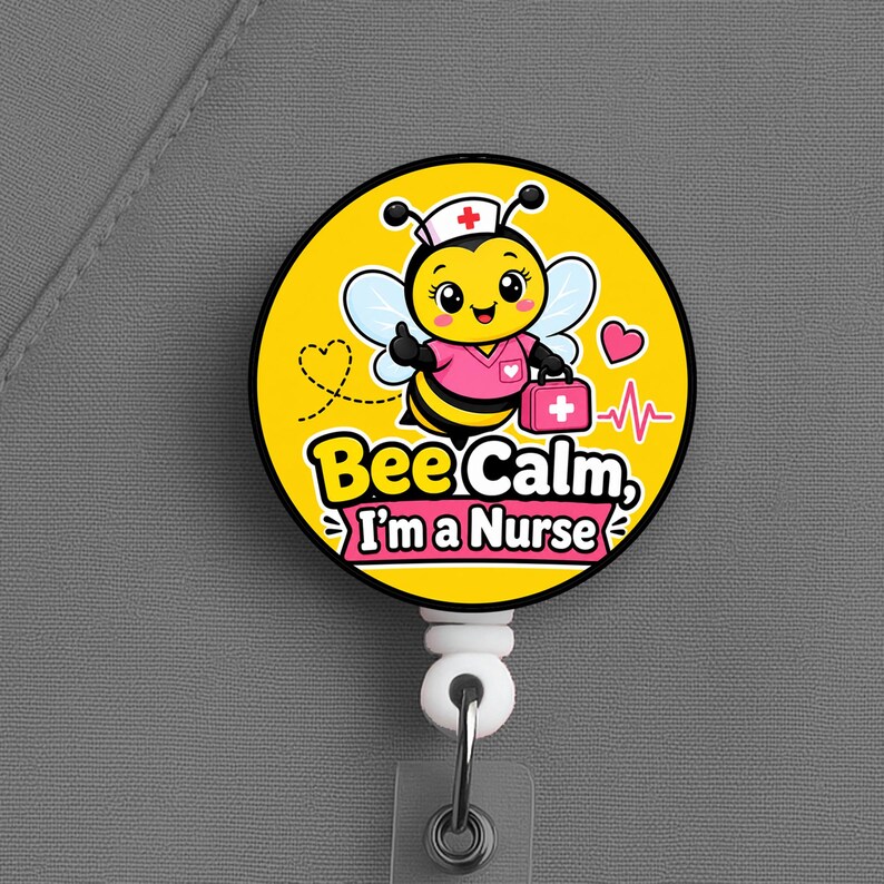 Bee Calm I’m a Nurse Badge Reel, Funny Nurse Bee ID Holder for Healthcare Worker - Image 8