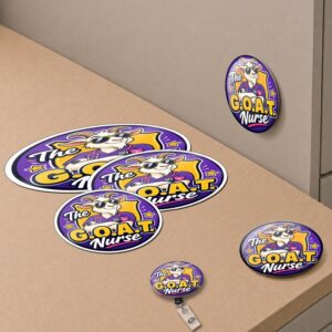Nurse Gift Bundle, GOAT Nurse Badge Reel Button Magnet Sticker Set