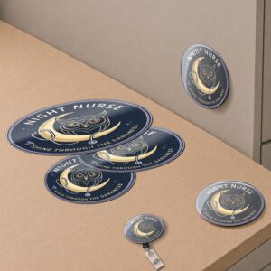 Night Nurse Gift Bundle – Owl Badge Reel & Sticker Set
