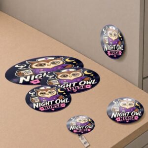 Night Owl Nurse Gift Bundle – Badge Reel & Sticker Set